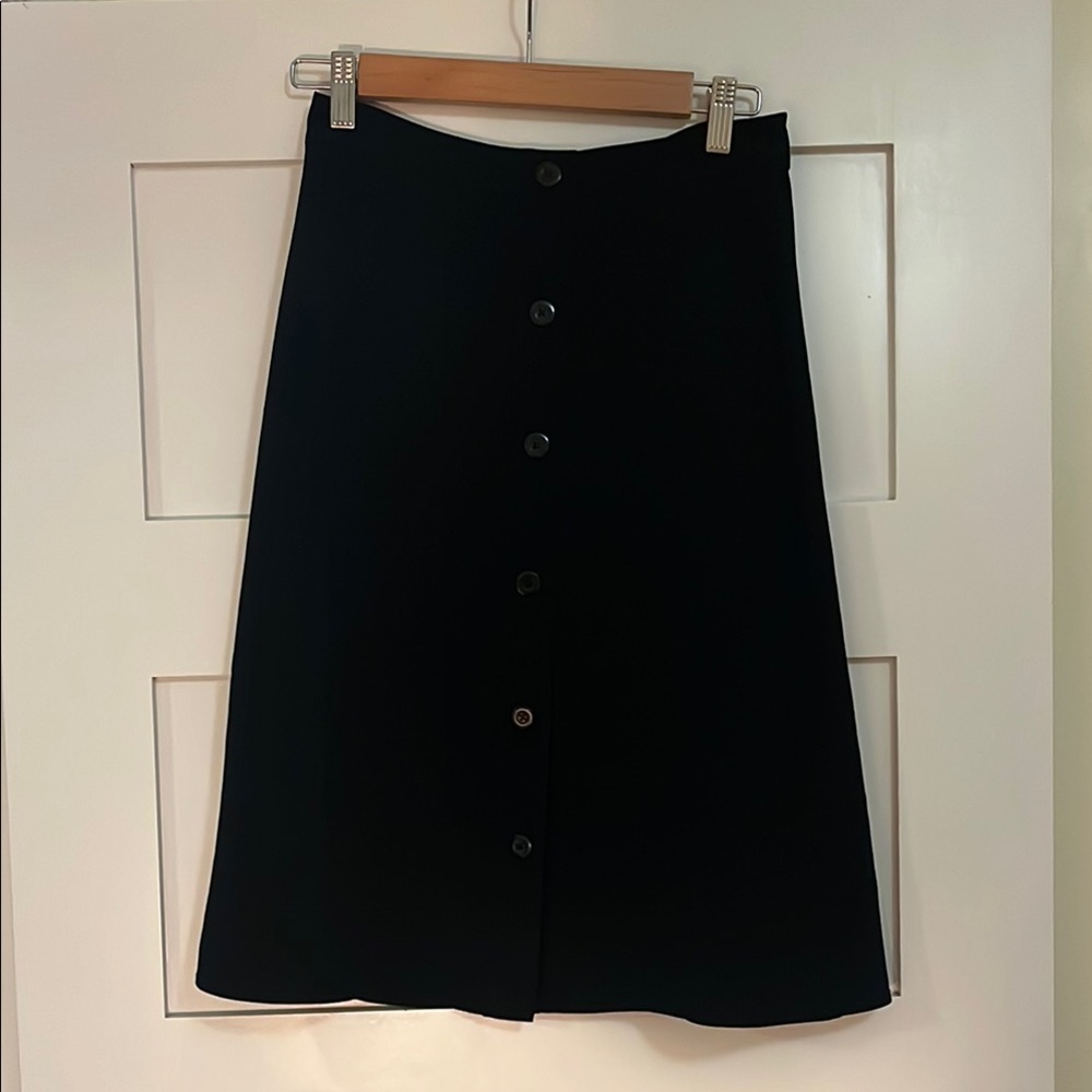 Everlane Japanese Go Weave Black Button-Down Skirt